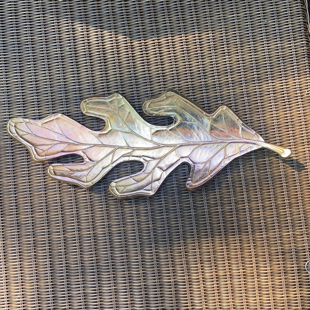 Syroco 🍂 Vintage Metallic Oak Leaf Wall Hanging Plaque Centerpiece Fall Decor